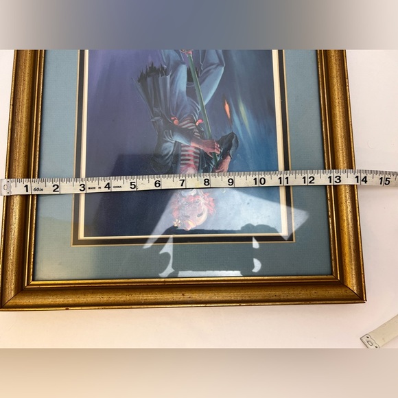 Clown Prints by Jon Rigsby Set Of 2 Blue & Maroon Matted w/Gold Frames Sad/Happy - Picture 4 of 7